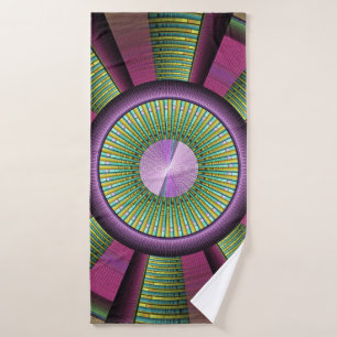 Round And Colorful Modern Decorative Fractal Art Bath Towel