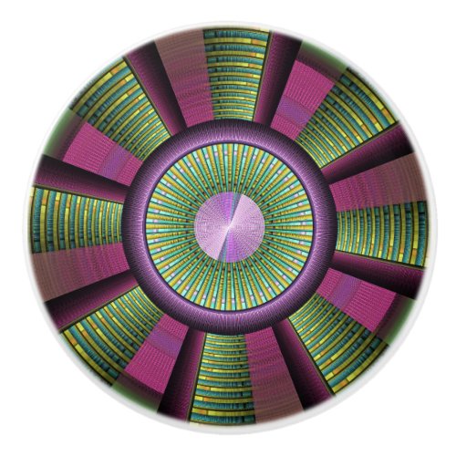 Round And Colorful Modern Decorative Fractal Art Ceramic Knob