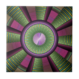 Round And Colorful Modern Decorative Fractal Art Ceramic Tile