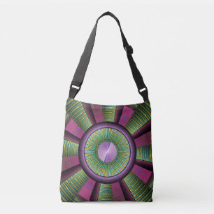 Round And Colorful Modern Decorative Fractal Art Crossbody Bag