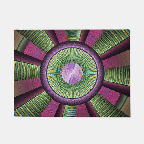 Round And Colorful Modern Decorative Fractal Art Doormat