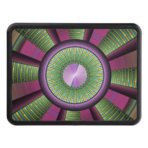 Round And Colorful Modern Decorative Fractal Art Hitch Cover