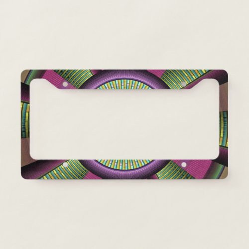 Round And Colorful Modern Decorative Fractal Art License Plate Frame