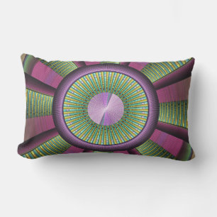 Round And Colorful Modern Decorative Fractal Art Lumbar Pillow