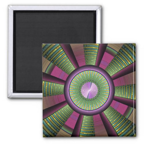 Round And Colorful Modern Decorative Fractal Art Magnet