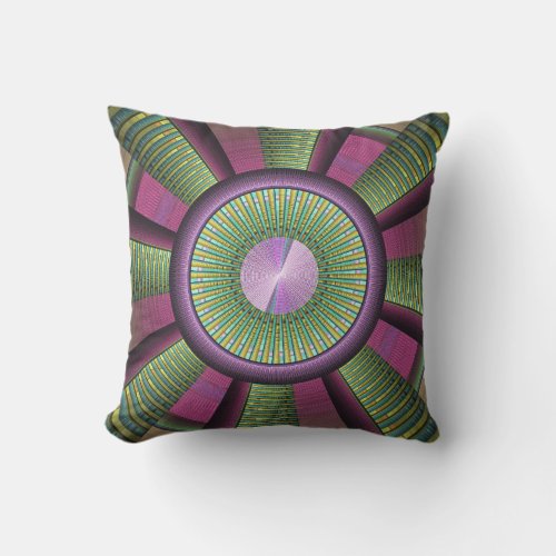 Round And Colorful Modern Decorative Fractal Art Outdoor Pillow