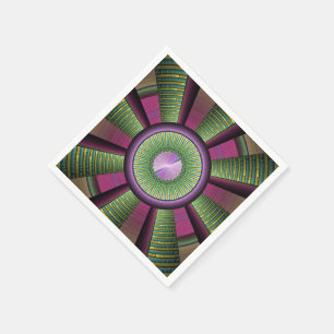 Round And Colorful Modern Decorative Fractal Art Paper Napkins