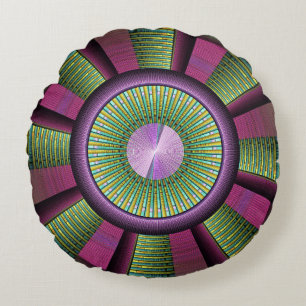 Round And Colorful Modern Decorative Fractal Art Pillow