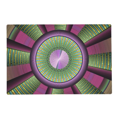 Round And Colorful Modern Decorative Fractal Art Placemat