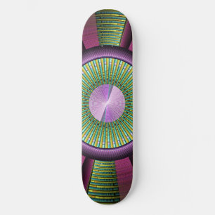 Round And Colorful Modern Decorative Fractal Art Skateboard Deck