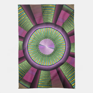 Round And Colorful Modern Decorative Fractal Art Towel