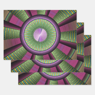 Round And Colorful Modern Decorative Fractal Art Wrapping Paper Sheets