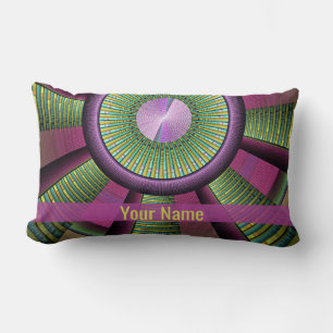 Round And Colorful Modern Decorative Fractal Name Lumbar Pillow