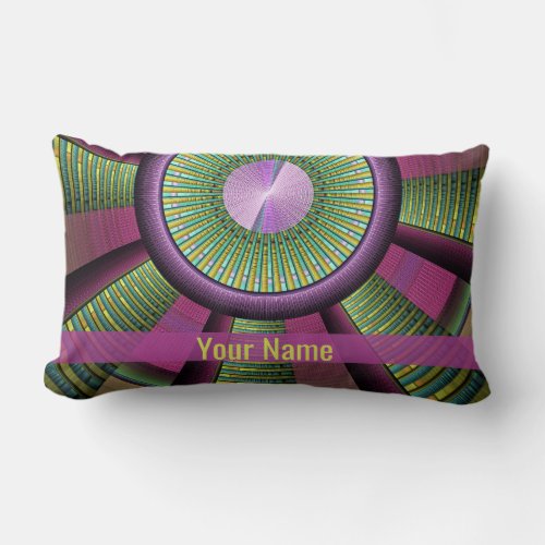 Round And Colorful Modern Decorative Fractal Name Lumbar Pillow