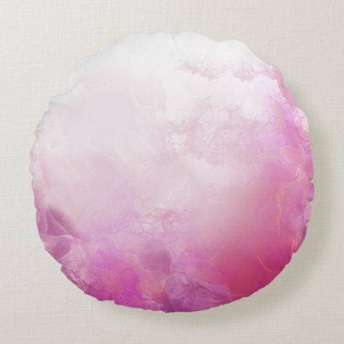 Round and cozy Pink marble design Round Pillow
