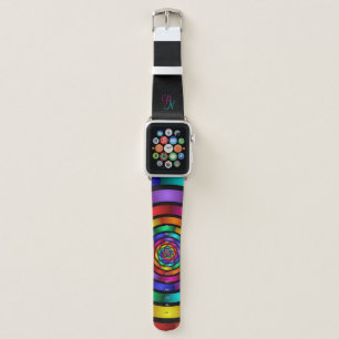 Round and Psychedelic Colorful Modern Art Initials Apple Watch Band