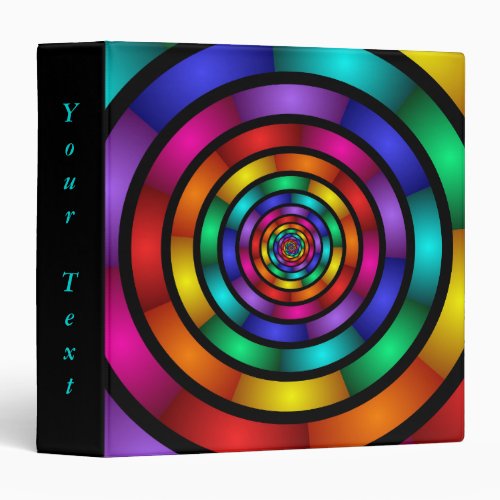 Round and Psychedelic Colorful Modern Fractal Art 3 Ring Binder