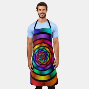Round and Psychedelic Colorful Modern Fractal Art Apron