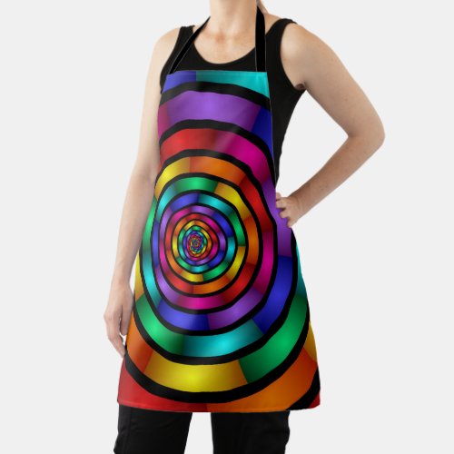 Round and Psychedelic Colorful Modern Fractal Art Apron