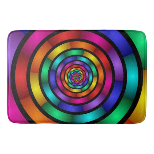 Round and Psychedelic Colorful Modern Fractal Art Bath Mat