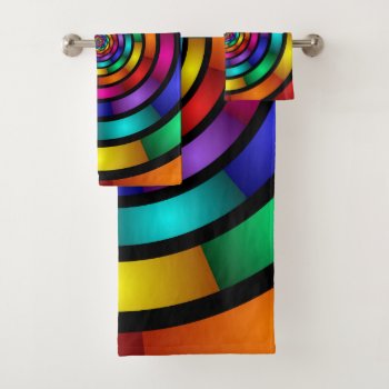 Round And Psychedelic Colorful Modern Fractal Art Bath Towel Set by GabiwArt at Zazzle