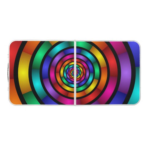 Round and Psychedelic Colorful Modern Fractal Art Beer Pong Table