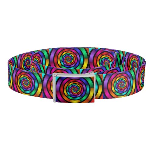 Round and Psychedelic Colorful Modern Fractal Art Belt