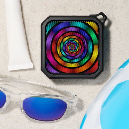 Round and Psychedelic Colorful Modern Fractal Art Bluetooth Speaker