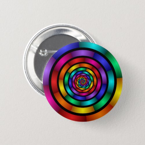Round and Psychedelic Colorful Modern Fractal Art Button