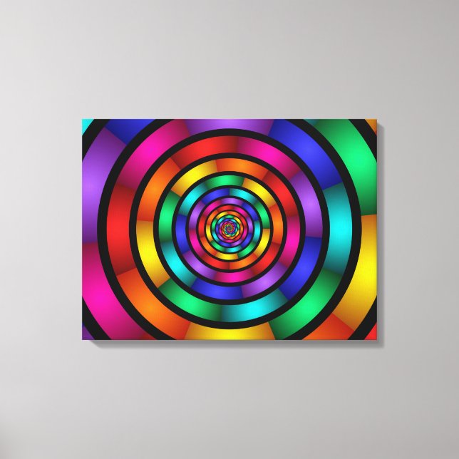 Round and Psychedelic Colorful Modern Fractal Art Canvas Print (Front)