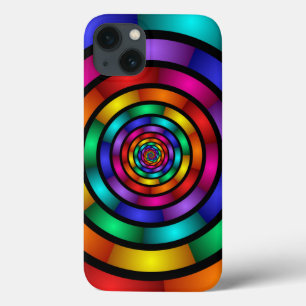 Round and Psychedelic Colorful Modern Fractal Art iPhone 13 Case