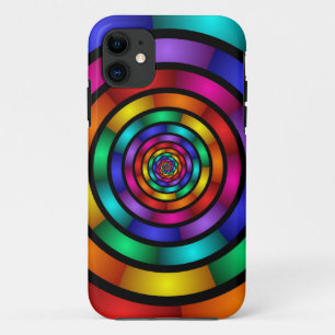 Round and Psychedelic Colorful Modern Fractal Art iPhone 11 Case