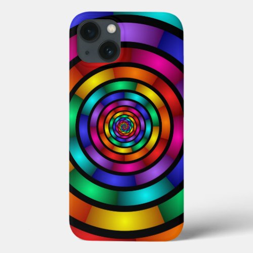 Round and Psychedelic Colorful Modern Fractal Art iPhone 13 Case