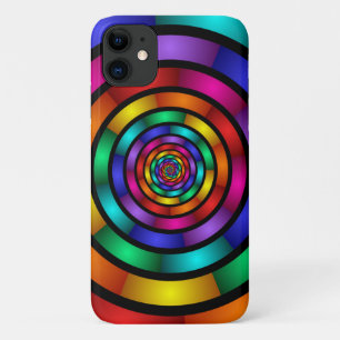 Round and Psychedelic Colorful Modern Fractal Art iPhone 11 Case