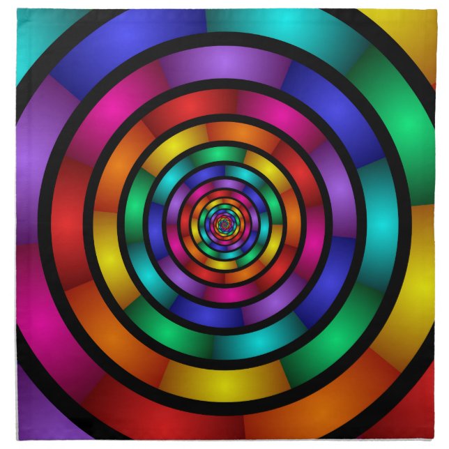 Round and Psychedelic Colorful Modern Fractal Art Cloth Napkin (Front)