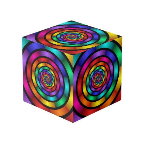 Round and Psychedelic Colorful Modern Fractal Art Cube