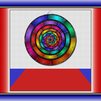 Round And Psychedelic Colorful Modern Fractal Art Dart Board by GabiwArt at Zazzle