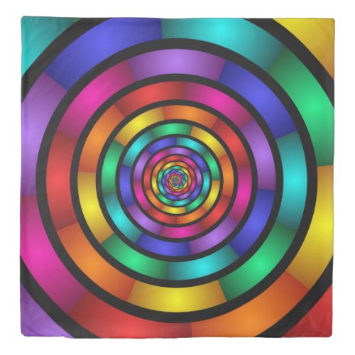 Round and Psychedelic Colorful Modern Fractal Art Duvet Cover