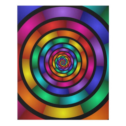 Round and Psychedelic Colorful Modern Fractal Art Faux Canvas Print