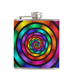 Round and Psychedelic Colorful Modern Fractal Art Flask