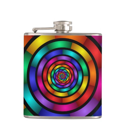 Round and Psychedelic Colorful Modern Fractal Art Flask