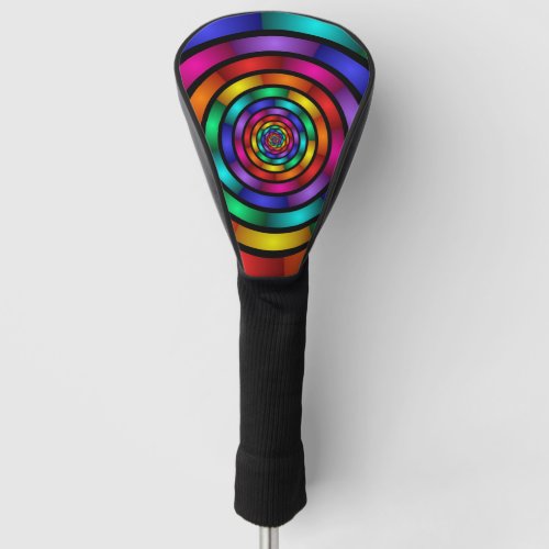 Round and Psychedelic Colorful Modern Fractal Art Golf Head Cover