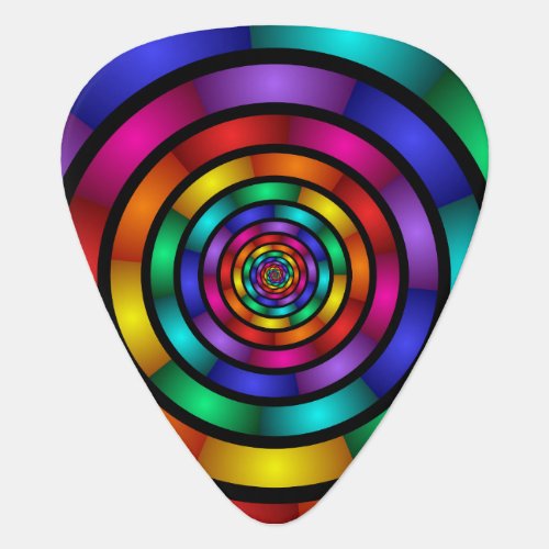 Round and Psychedelic Colorful Modern Fractal Art Guitar Pick