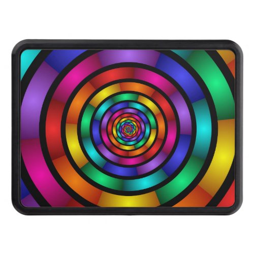 Round and Psychedelic Colorful Modern Fractal Art Hitch Cover