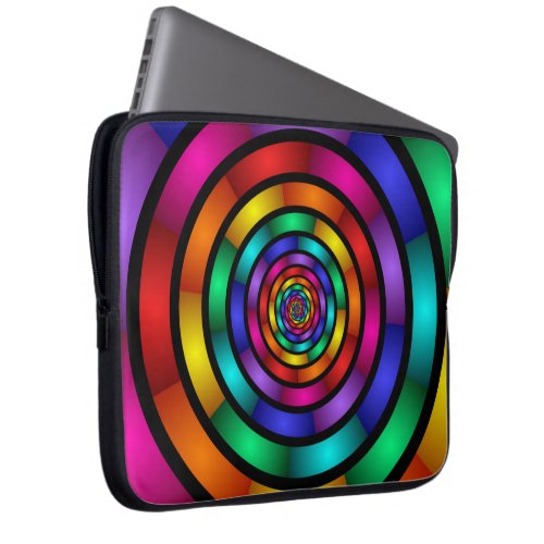 Round and Psychedelic Colorful Modern Fractal Art Laptop Sleeve