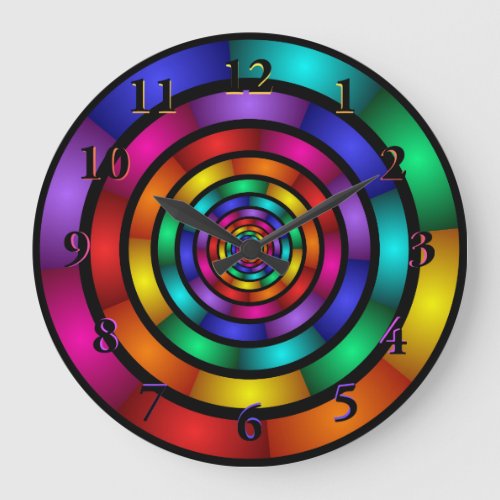 Round and Psychedelic Colorful Modern Fractal Art Large Clock