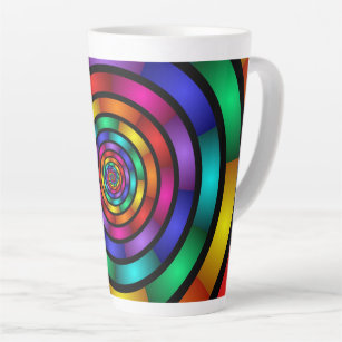 Round and Psychedelic Colorful Modern Fractal Art Latte Mug