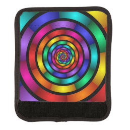 Round and Psychedelic Colorful Modern Fractal Art Luggage Handle Wrap