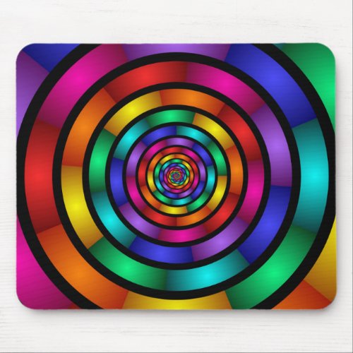 Round and Psychedelic Colorful Modern Fractal Art Mouse Pad