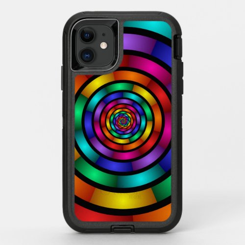 Round and Psychedelic Colorful Modern Fractal Art OtterBox Defender iPhone 11 Case